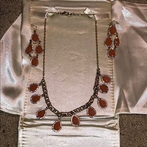 Coral statement necklace with matching earrings